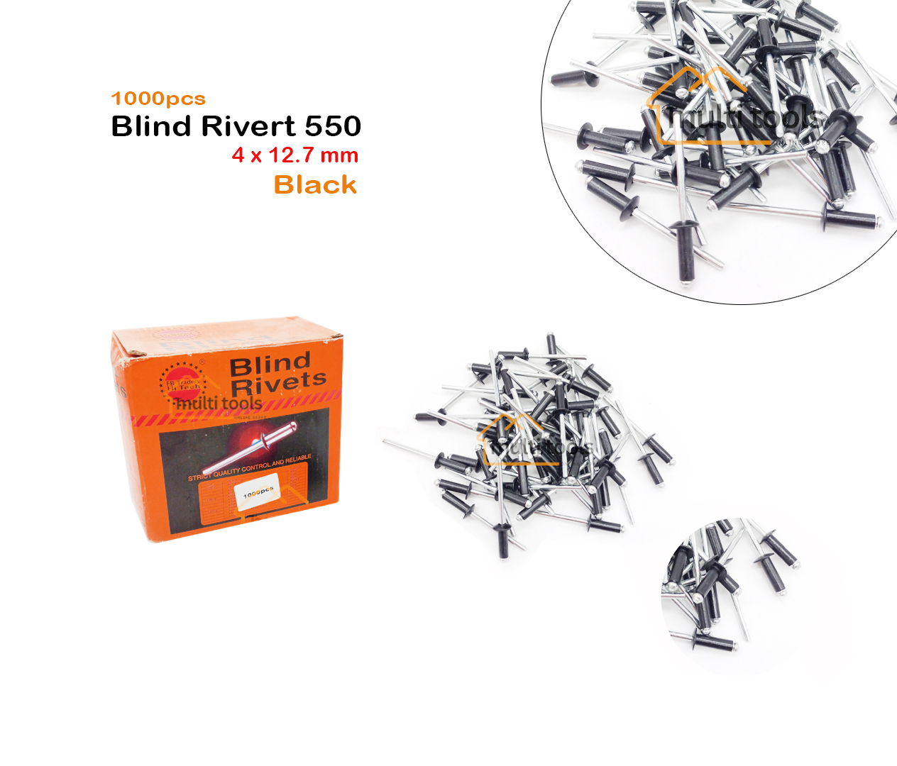 Blind Rivert 550 (4 x 12.7 mm x 1000Pcs Black)